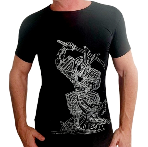 Men’s Silky Stretch Samurai Muscle Tee Athletic Sleep T Shirt Med New Papi Brand - Picture 1 of 8